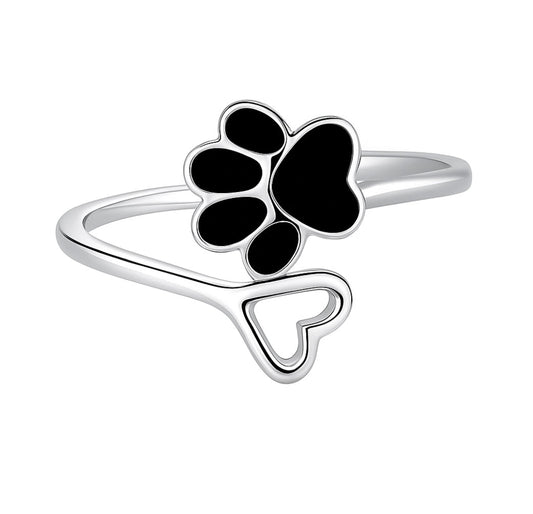 Cat Paw Heart Ring