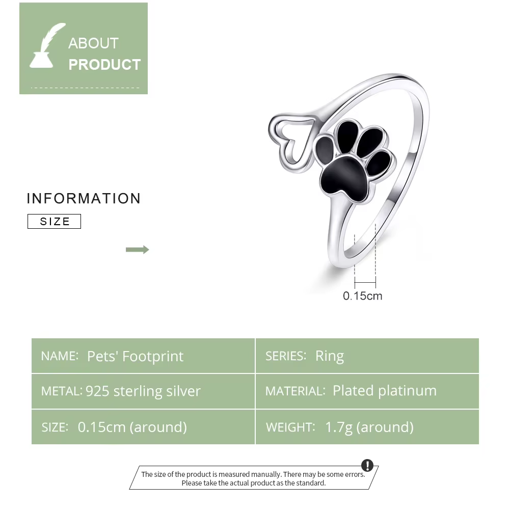 Cat Paw Heart Adjustable Ring
