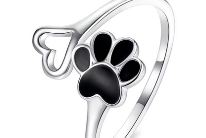 Cat Paw Heart Adjustable Ring