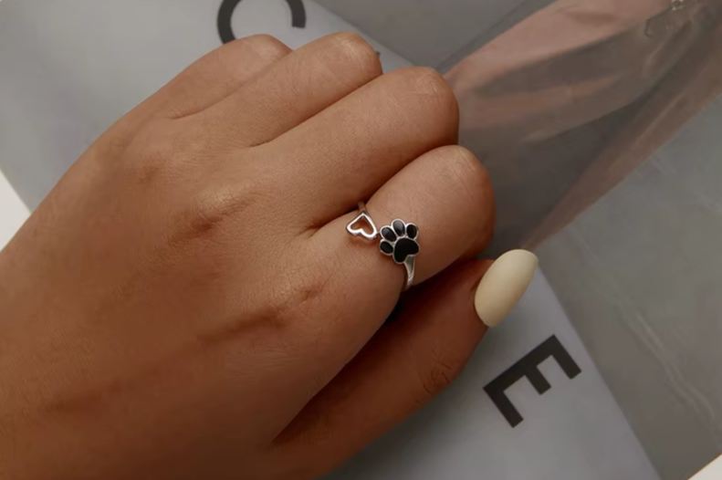 Cat Paw Heart Adjustable Ring