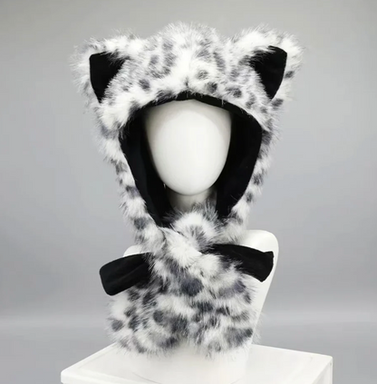 Snow Leopard Ears, Hat: Velvet Warmth
