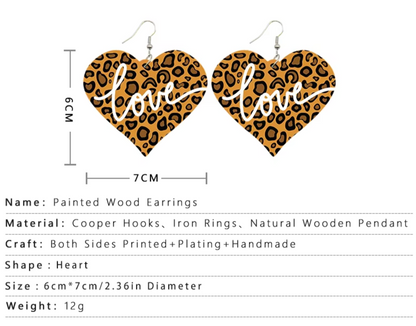  "Love" Cheetah  Earrings 
