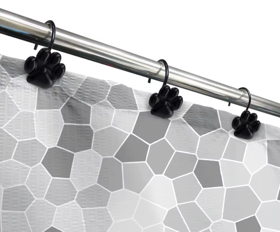 Sleek Cat Paw Shower Curtain Hooks 