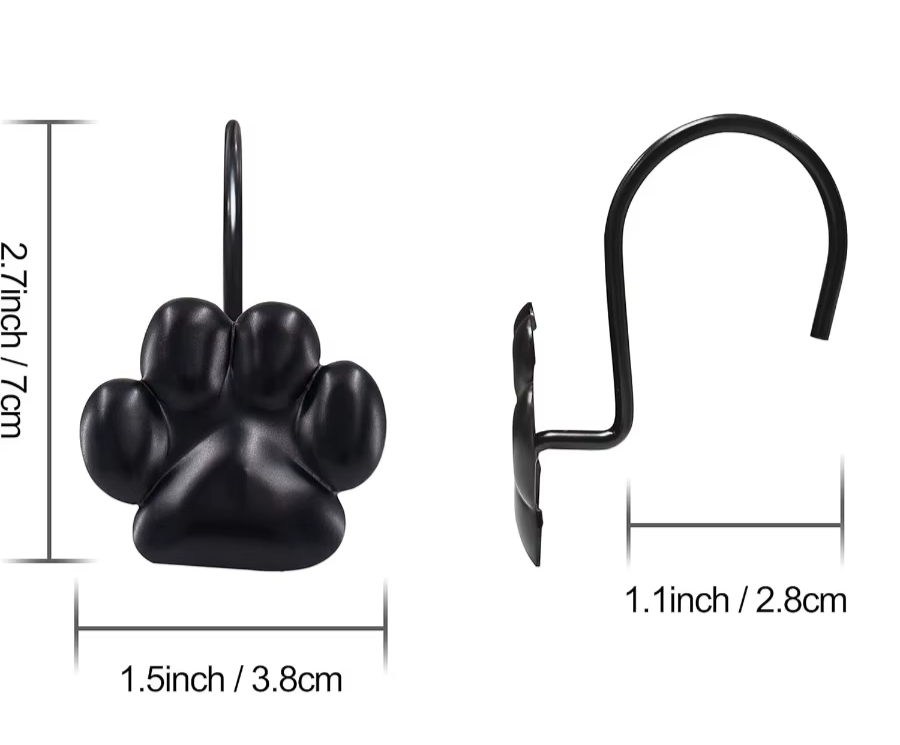 Sleek Cat Paw Shower Curtain Hooks 