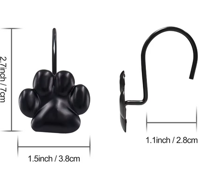 Sleek Cat Paw Shower Curtain Hooks 