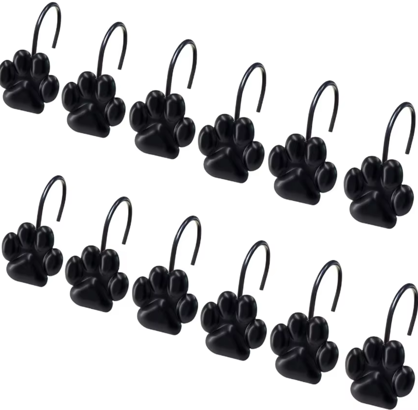Sleek Cat Paw Shower Curtain Hooks 