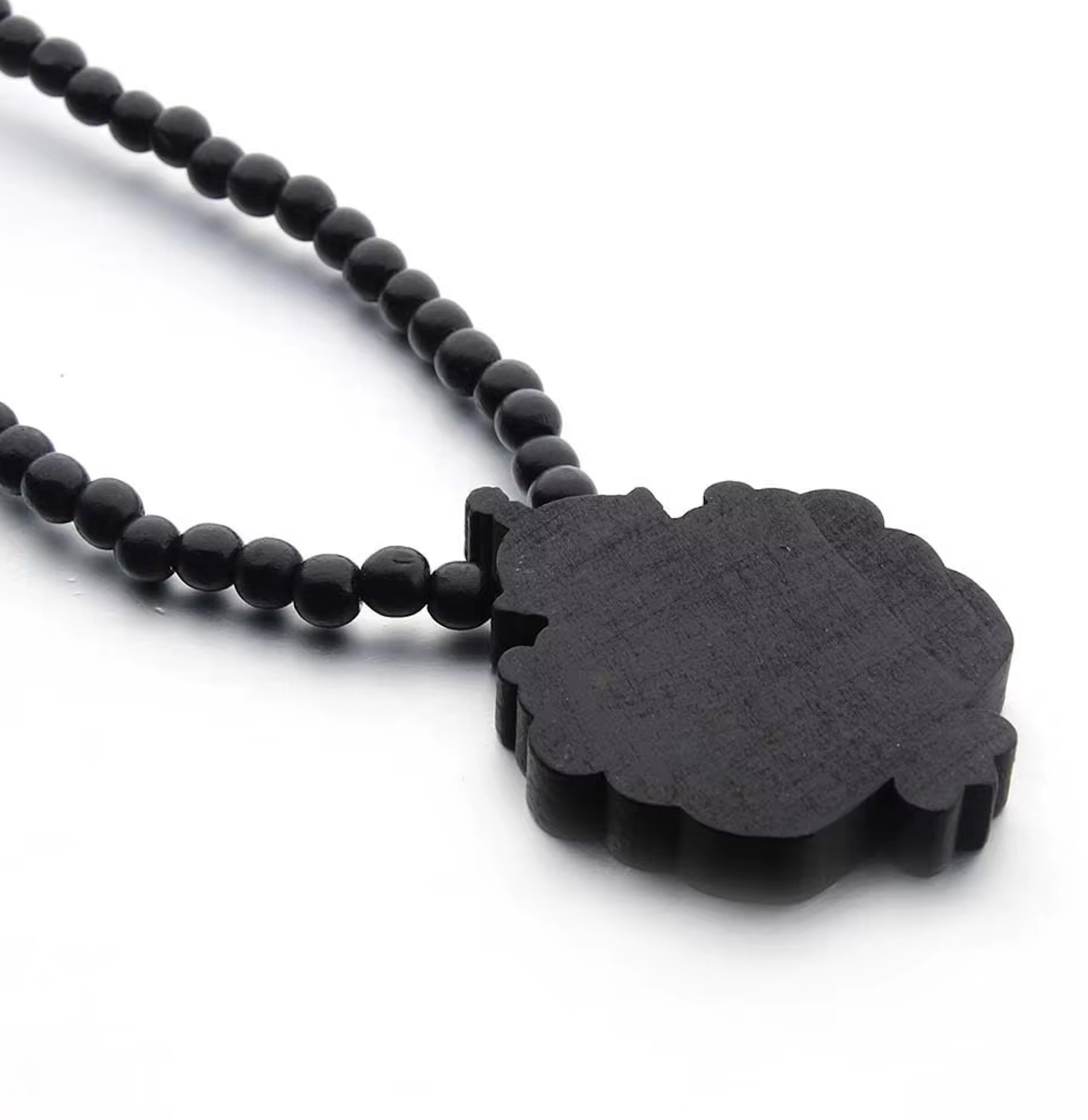 Trendy Wooden Lion Face Beaded Necklace