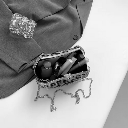 Snow Leopard Evening Bag with Chain