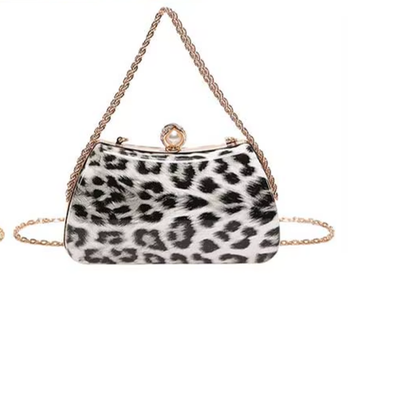 Snow Leopard Evening Bag with Chain