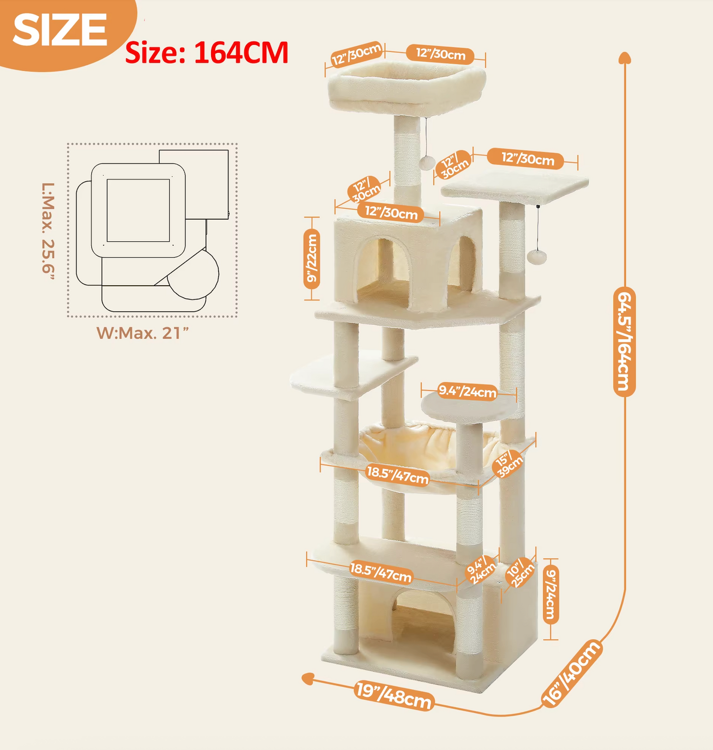 Large Cat Tree and Tower for Indoor Cats with Sisal-Covered Scratching Posts Spacious Hammock Padded Perches and Condos Cat Toys