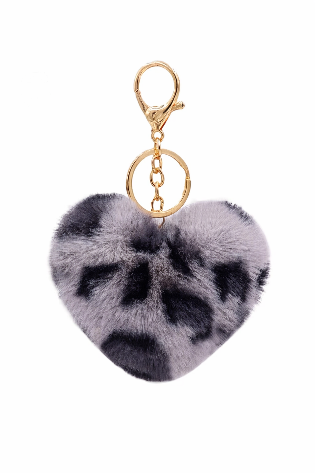 Snow Leopard Heart Plush Keychain Set (2-Pack)