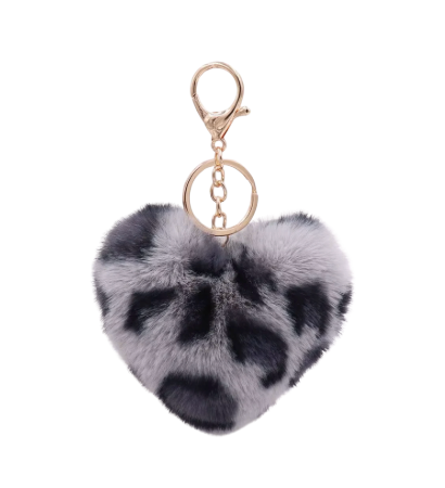 Snow Leopard Heart Plush Keychain Set (2-Pack)
