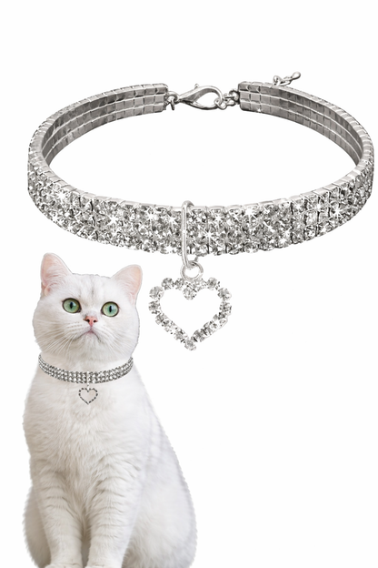 Rhinestone Heart Collar