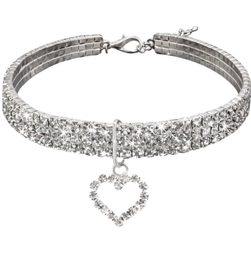 Rhinestone Heart Collar