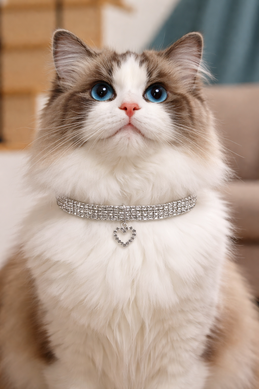 Rhinestone Heart Collar