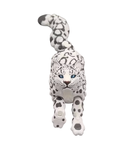 3D-Printed Small Snow Leopard Figurine Collectible