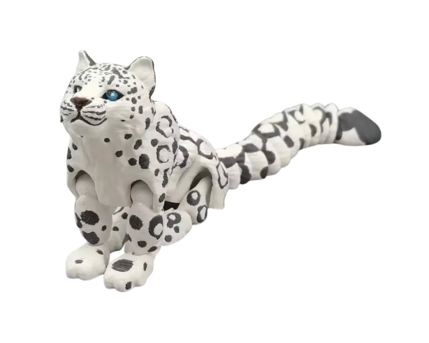 3D-Printed Small Snow Leopard Figurine Collectible