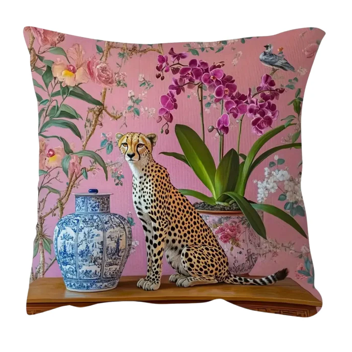 Luxury Cheetah Print Zippered Pillow Cover (Cover Only, No Pillow Included)