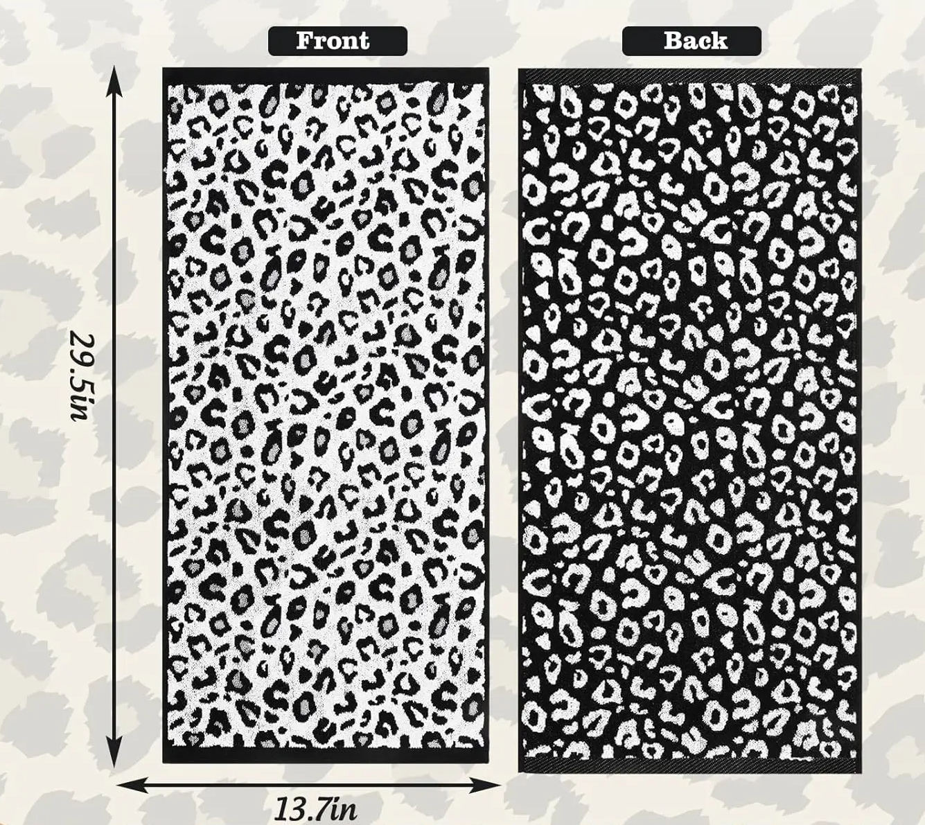 Stylish 2-Pack Snow Leopard Print Hand Towels with Reversible Design