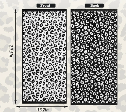 Stylish 2-Pack Snow Leopard Print Hand Towels with Reversible Design