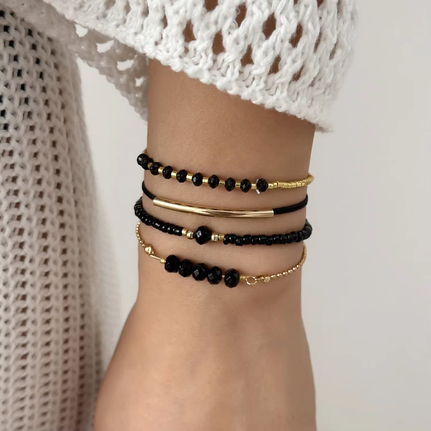 Sleek Cheetah Multilayer Beaded Chain Bracelet