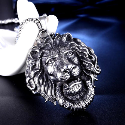 Fierce Lion Head Pendant Necklace