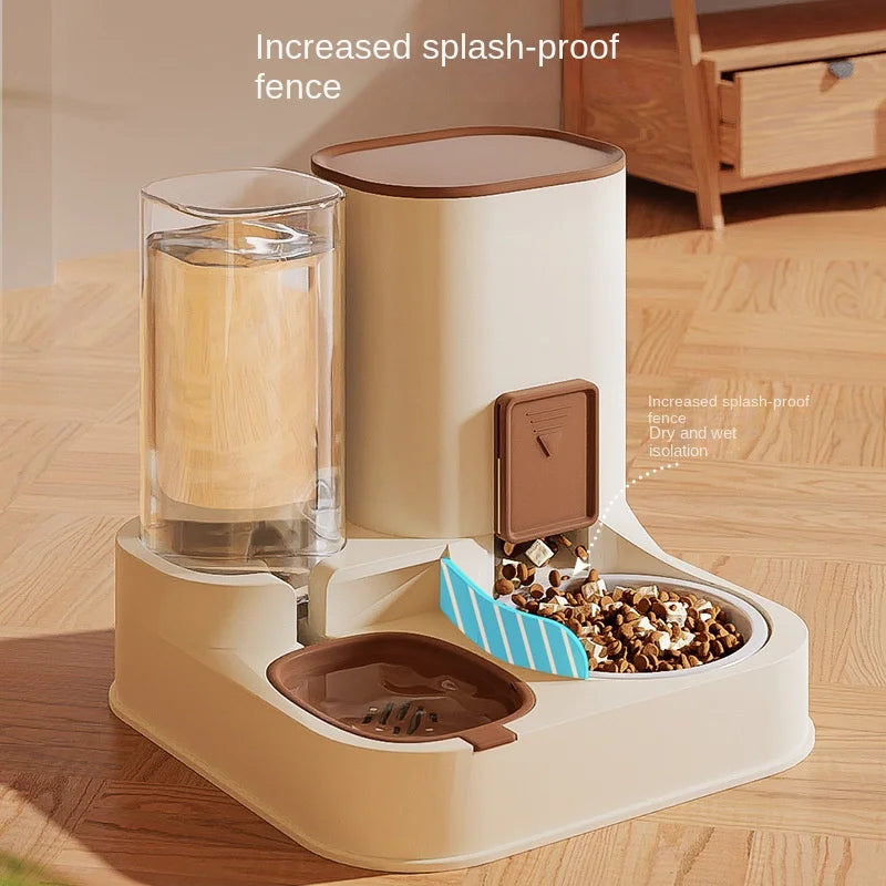 Pet Cat Large Capacity Water Dispenser Dry & Wet Automatic Feeder 