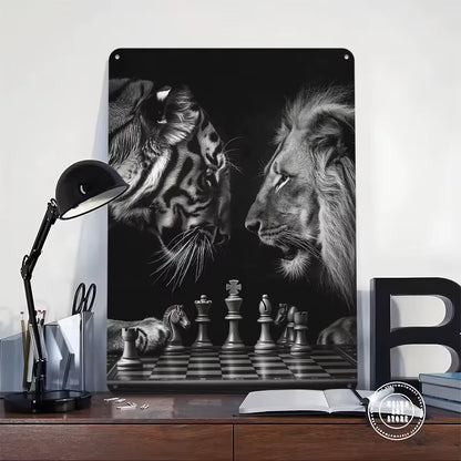 Tiger Vs Lion Chess Metal Wall Art Decor