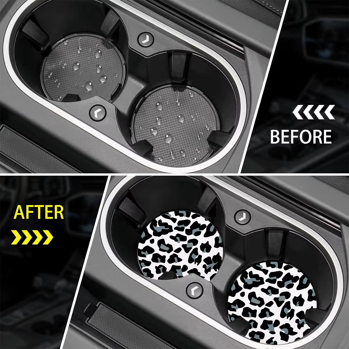 4Pcs Snow Leopard Car Coaster