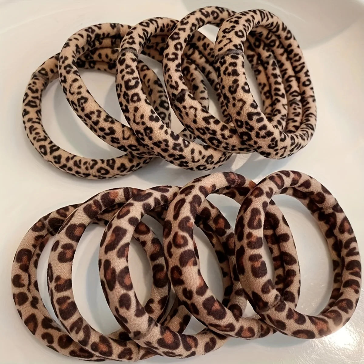 10Pcs Panthera Print Hair Ties, High Stretch