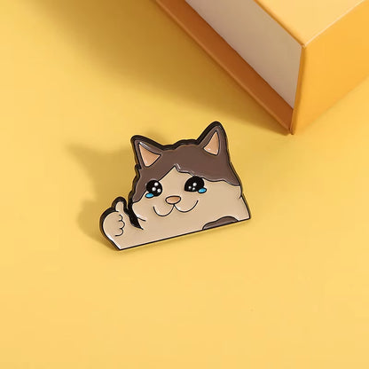 Thumbs up Crying Cat Pin 