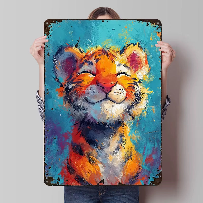 Blissful Tiger Metal Art Decor 