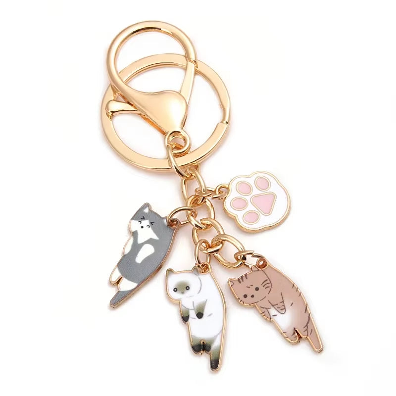 3 Cats & Paw Keychain 