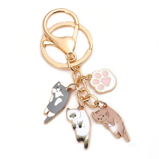 3 Cats & Paw Keychain 