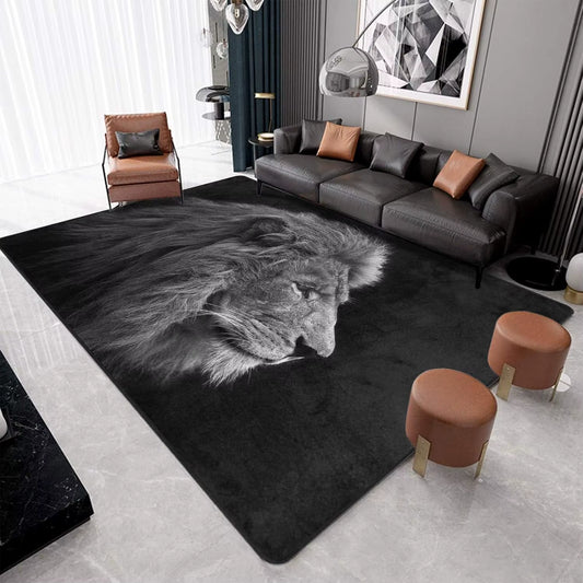 Lion Head Area Rug, 5×7 ft, Non-Slip Backing