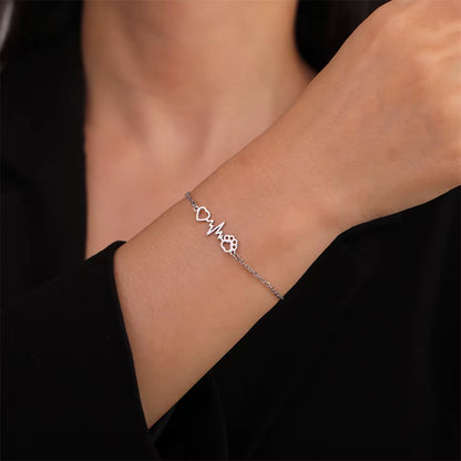 Love Heartbeat Paw Bracelet in Gold or Silver