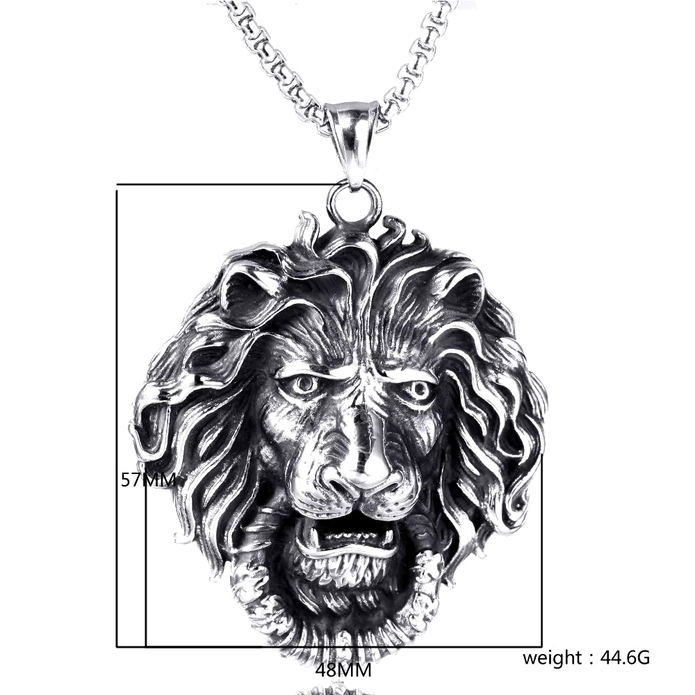 Fierce Lion Head Pendant Necklace