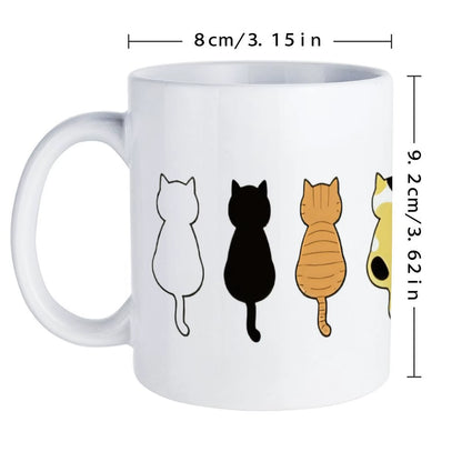 Cats Sitting in Different Poses Ceramic Cup, 11 oz Mug