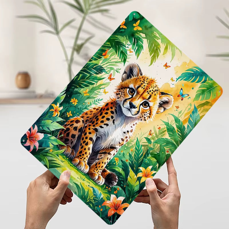 Cheetah Cub Metal Wall Art Decor  
