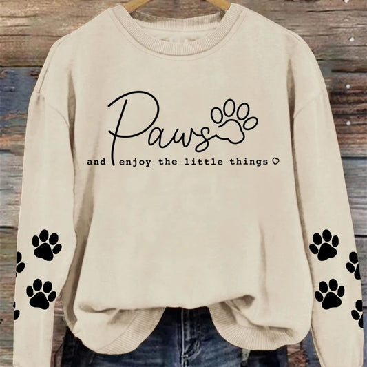 Apricot 'Paws and Enjoy The Little Things' Crewneck Sweatshirt with Paw Sleeves