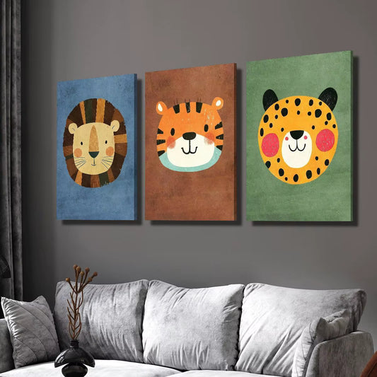 2D 3-Piece Wood Canvas Wall Art Decor