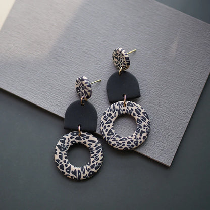 Snow Leopard Circle Earrings
