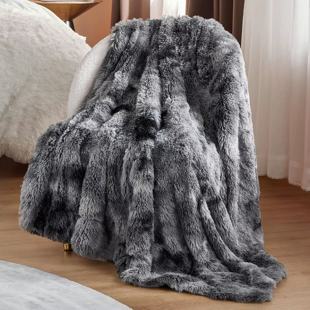 Snow Leopard Plush Faux Fur Blanket 50" x 60"