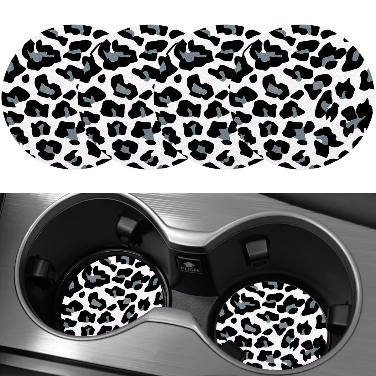 4Pcs Snow Leopard Car Coaster