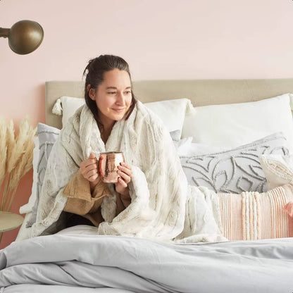 Snow Leopard Luxury Faux Fur Throw Blanket 