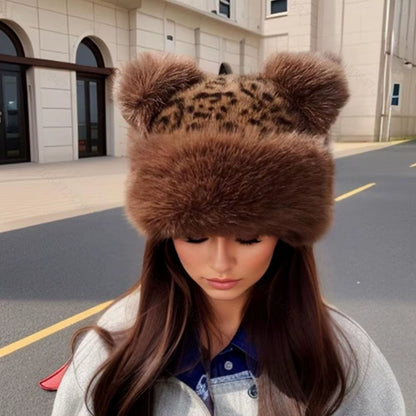 Faux Fur Panther Winter Hat