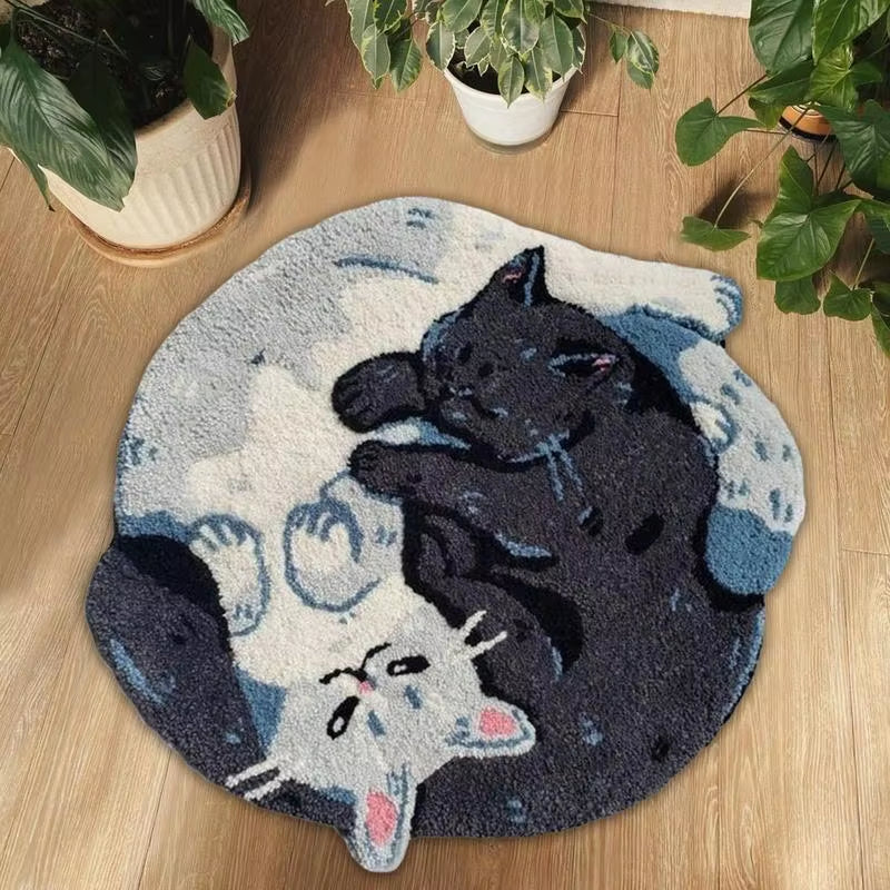 Hugging Cat Non-Slip Rug, Bath Mat, and Home Decor
