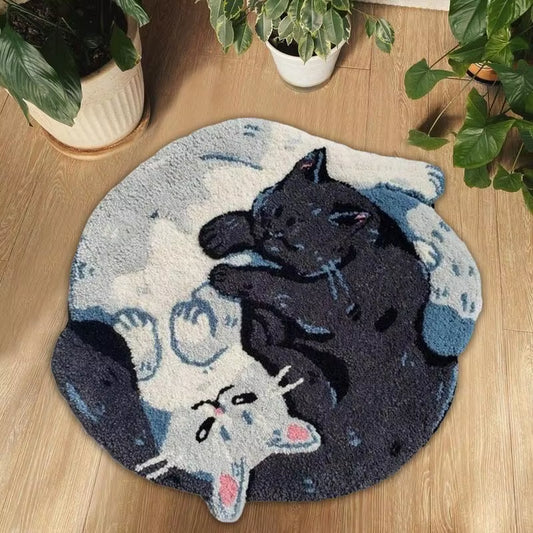 Hugging Cat Non-Slip Rug, Bath Mat, and Home Decor
