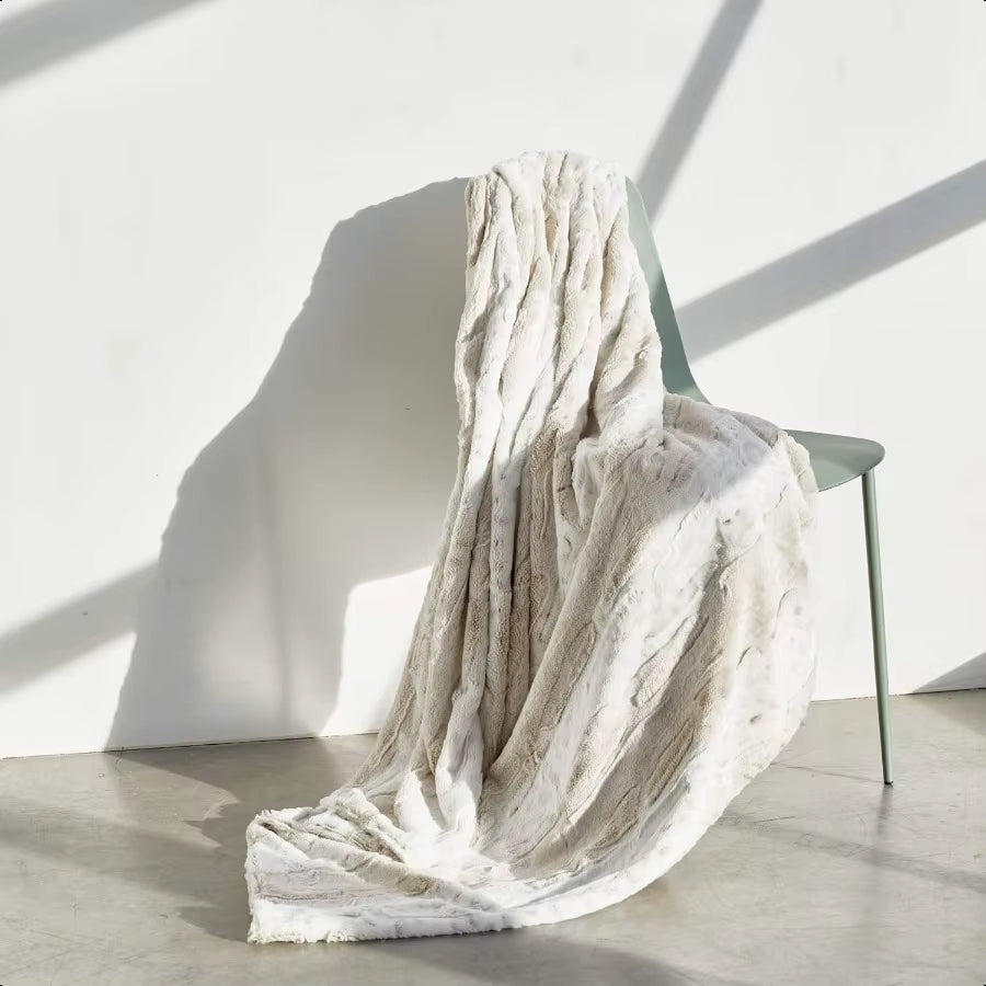 Snow Leopard Luxury Faux Fur Throw Blanket 