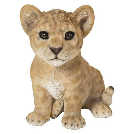 Adorable Sitting Lion Cub Statue 